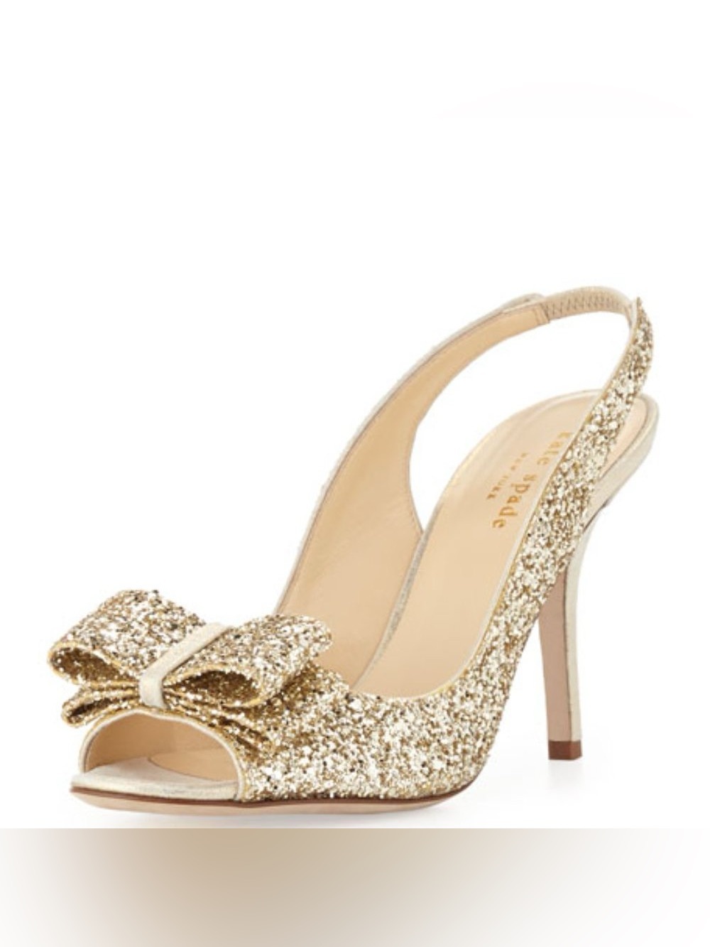 kate spade Charm Multi Platinum Glitter Gold Liquid Slingback Sandal 10B
